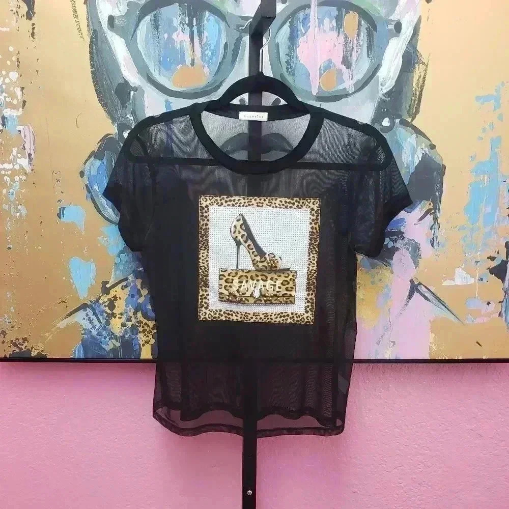 Ocassion Black Mesh Top with Shoe